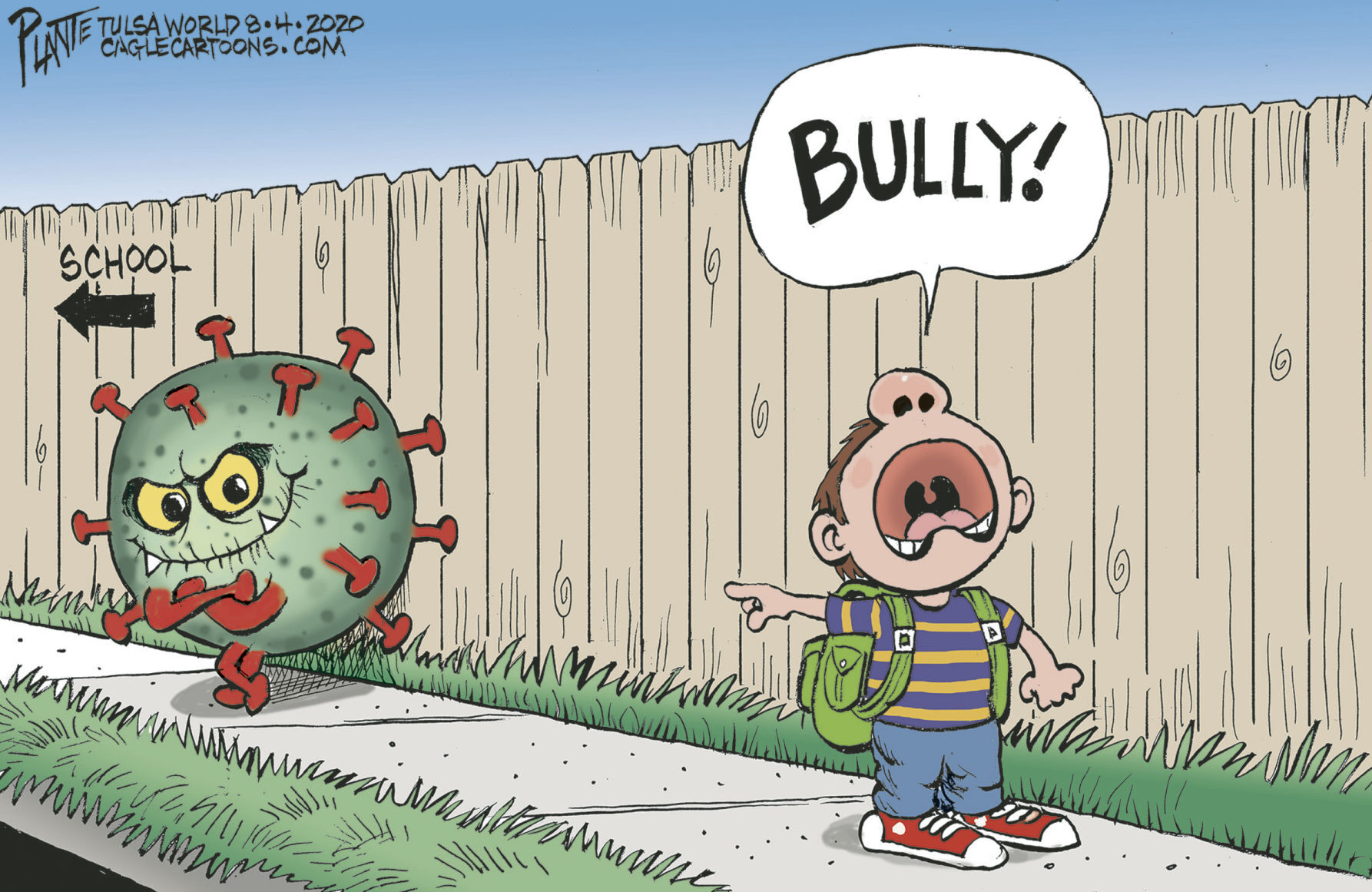 Bruce Plante Cartoon: Bully on the way to school